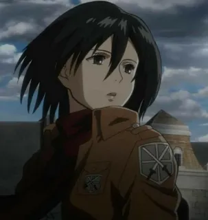 ⛓️ Mikasa Ackerman Attack on Titan มิกาสะ, ผ่าพิภพไททัน, อนิเมะ, ทหาร, เครื่องแบบทหาร, มังงะ telegram sticker