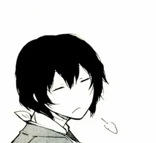 🌟 动漫, 漫画, 角色, 悲伤, 困倦, 单色 telegram sticker