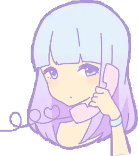 📞 kawaii, imut, cewek, anime, telepon, pastel, seni whatsapp sticker
