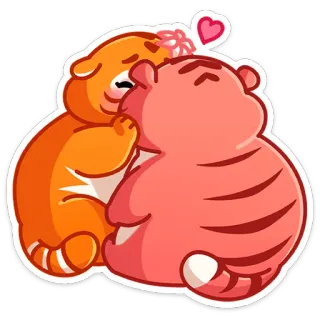 ❤ สัตว์, แมว, ความรัก, โรแมนติก, จูบ, น่ารัก, การ์ตูน telegram sticker