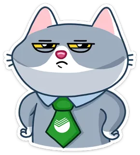 😑 kot, krawat, biznes, biuro, naklejka telegram sticker