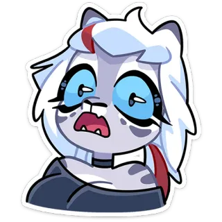 🌟 卡通, 动漫, 漫画, 角色, 白色毛发, 贴纸, 表情, 震惊 telegram sticker