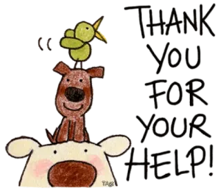 🙏 THANK YOU FOR YOUR HELP! obrigado, cachorro, pássaro, ajuda, animais, gratidão, fofo whatsapp sticker