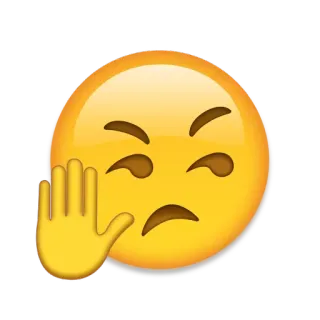 😏 Emoji, Mão, Pare, Rosto, Amarelo telegram sticker