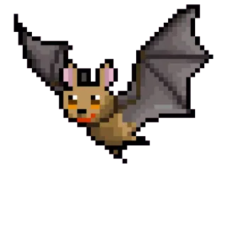 😯 bat, animal, pixel art, flying, mammal, cute whatsapp sticker