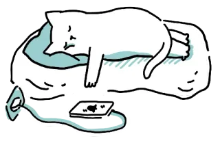 😴 mèo, ngủ, gối, lười biếng, ngủ trưa, mèo trắng, dễ thương telegram sticker