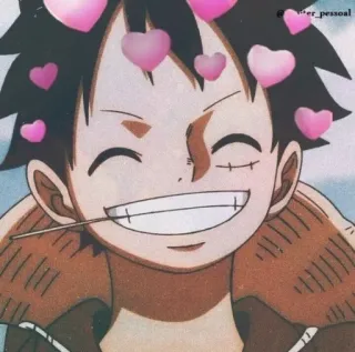 🖤 Monkey D. Luffy One Piece Anime, Monkey D. Luffy, One Piece, Kreskówka, Serca telegram sticker