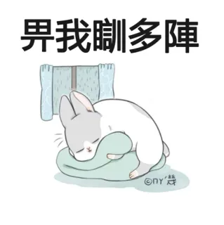 😴 界我瞓多陣 królik, śpiący, słodki, kreskówka, zwierzę, poduszka, drzemka telegram sticker