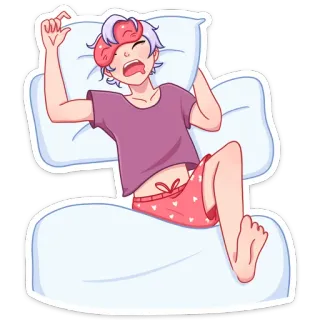 😴 sonolento, cansado, bocejo, cama, sono, personagem, desenho animado, kawaii telegram sticker