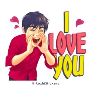 ❤ I LOVE YOU miłość, serca, kreskówka, powitanie, uczucie, wyrażenie, wiadomość, romantyzm telegram sticker