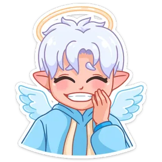 😀 ангел, милый, каваий, мультфильм, ореол, крылья, аниме, стикер telegram sticker