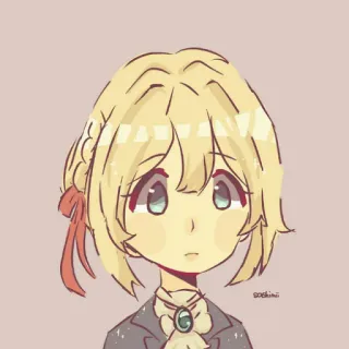 😑 Violet Evergarden Anime, Desenho animado, Retrato, Personagem, Cabelo loiro, Fofo, Garota whatsapp sticker