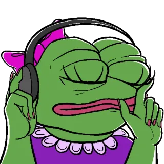 🎶 Pepe the Frog pepe, rana, cuffie, cartone animato, meme, ascoltando musica whatsapp sticker