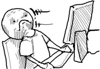 😱 computer, sad, drawing, internet, keyboard, technology, user telegram sticker