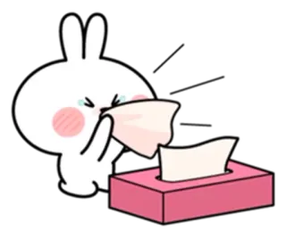 😪 bunny, crying, sad, tissue, cartoon, cute, emotional telegram sticker