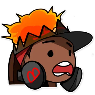 🤯 Dibujo animado, Expresión, Shock, Auriculares, Gorra, Pegatina telegram sticker