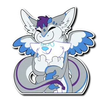 🤗 Furry, Anthro, Dragon, Mignon, Ailé, Cartoon, Animal telegram sticker