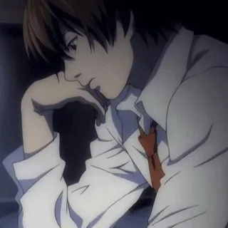 ⚖ Light Yagami Death Note Anime, Manga, Réflexion, Sérieux, Uniforme scolaire telegram sticker