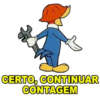 🔧 Woody Woodpecker CERTO, CONTINUAR CONTAGEM Desenho animado, Pica-pau, Chave inglesa, Personagem de desenho animado telegram sticker