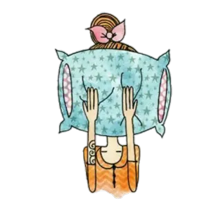 💤 ragazza, cuscino, dormire, illustrazione, arte, sognare telegram sticker