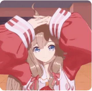 😋 anime girl, cute, kawaii, red, illustration, cartoon telegram sticker