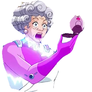 😨 terkejut, wanita tua, kartun, kejutan, animasi telegram sticker