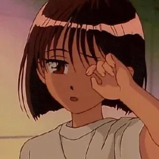 😒 アニメ, 女の子, 泣く, 悲しい, 漫画, キャラクター, ブルネット telegram sticker