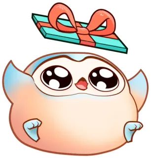 🎁 słodki, prezent, kreskówka, zwierzę, ptak, uroczy, przesłodki telegram sticker