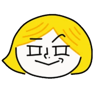 👩 cartone animato, emoji, personaggio, sorrisetto, capelli biondi telegram sticker