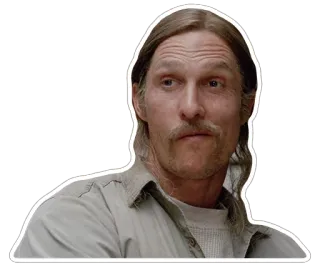 😏 Rust Cohle True Detective Мэттью МакКонахи, Раст Коул, Настоящий детектив, Сериал, Актер telegram sticker