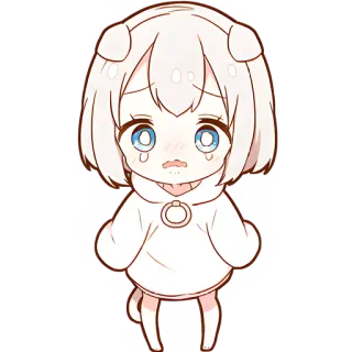 😢 Anime, Dessin animé, Triste, Pleurs, Mignon, Chien, Animal telegram sticker