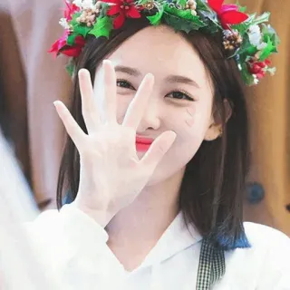 🐰 femme, couronne de fleurs, mignon, joyeux, souriant, fille telegram sticker