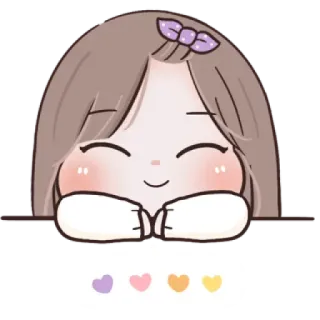🌙 Cartoon, Schattig, Meisje, Harten, Kawaii, Sticker whatsapp sticker