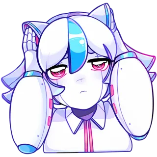😱 애니메이션, 고양이 소녀, 로봇, 스티커, 슬픈, 피곤한 telegram sticker