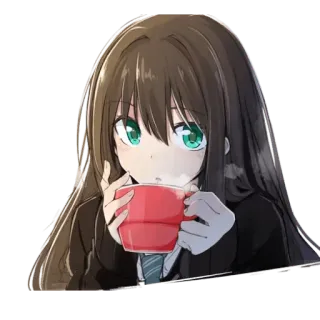 ☕️ อนิเมะ, ผู้หญิง, กาแฟ, น่ารัก, คาวาอิ, การ์ตูน telegram sticker