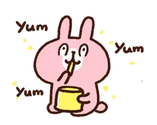 😋 Yum Yum Yum bunny, food, cute, cartoon, animal, snack, eat, cheerful whatsapp sticker