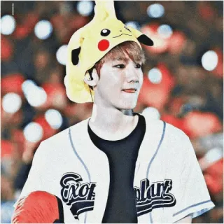🎐 Exoplanet Kpop, แบคฮยอน, Exo, ดาวเคราะห์นอกระบบ, เพลง, ปิกาจู, หมวก telegram sticker