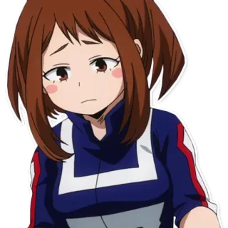 😞 Ochaco Uraraka My Hero Academia anime, character, ochaco uraraka, my hero academia telegram sticker