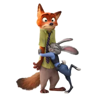 💑 Nick Wilde Zootopia fox, bunny, hug, cartoon, zootopia telegram sticker