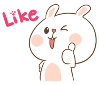 🐽 Like królik, lajk, kciuk w górę, kreskówka, animacja telegram sticker