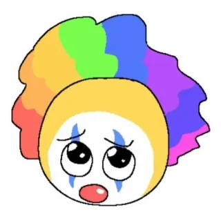🤡 Clown, Emoji, Triste, Arc-en-ciel, Dessin animé, Illustration telegram sticker