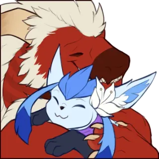 ❄️ สัตว์ประหลาด, สัตว์ประหลาด, กอด, การ์ตูน, ความรัก, สัตว์ telegram sticker