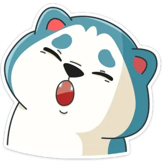 😧 Cartoon, Schattig, Dier, Husky, Slaperig, Gapen telegram sticker
