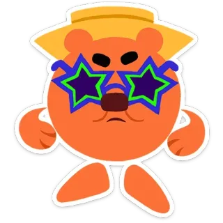 🤩 Orso cartone animato, Personaggio, Occhiali, Cappello, Adesivo telegram sticker