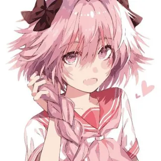 😜 Astolfo Fate/Apocrypha Anime, Manga, Astolfo, Fate/Apocrypha, cheveux roses, mignon, personnage d'anime telegram sticker