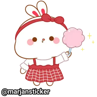 ❤️ @marjansticker Мультфильм, Наклейка, Кролик, Милый, Каваий, Сахарная вата telegram sticker