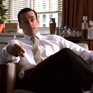 🚬 Don Draper Mad Men homme, costume, cravate, bureau, télévision, Mad Men, Don Draper telegram sticker