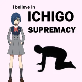 🙇 Ichigo i believe in ICHIGO SUPREMACY Аниме, Ичиго, Превосходство, Мем, Darling in the Franxx telegram sticker