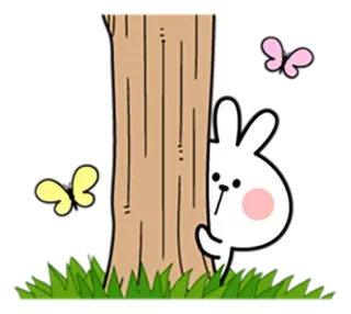 😋 lapin, lapinou, mignon, arbre, herbe telegram sticker