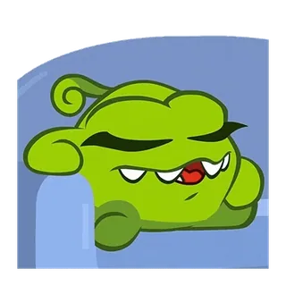 😴 Om Nom Cut the Rope ตัวการ์ตูน, สัตว์ประหลาดสีเขียว, ขี้เกียจ, ง่วง, อม นอม, Cut the Rope whatsapp sticker